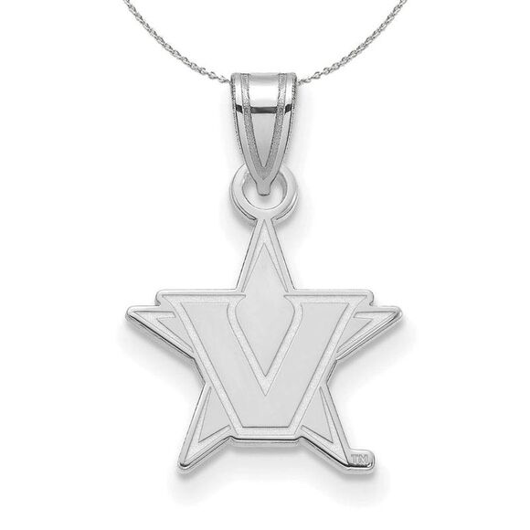 Sterling Silver Vanderbilt U. Small Initial V Necklace - 24 Inch - Picture 1 of 8